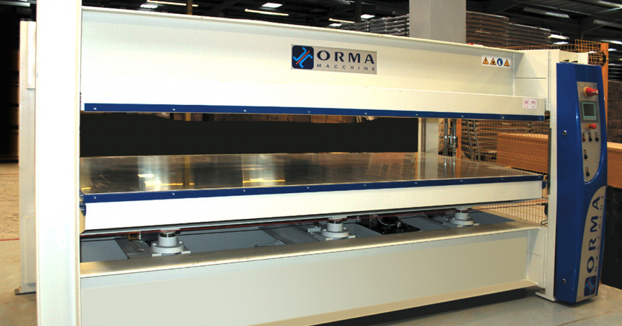 Flexfurn will be pressing materials like MDF and plywood in sheet sizes up to 5 x 12ft on its new Orma hot press