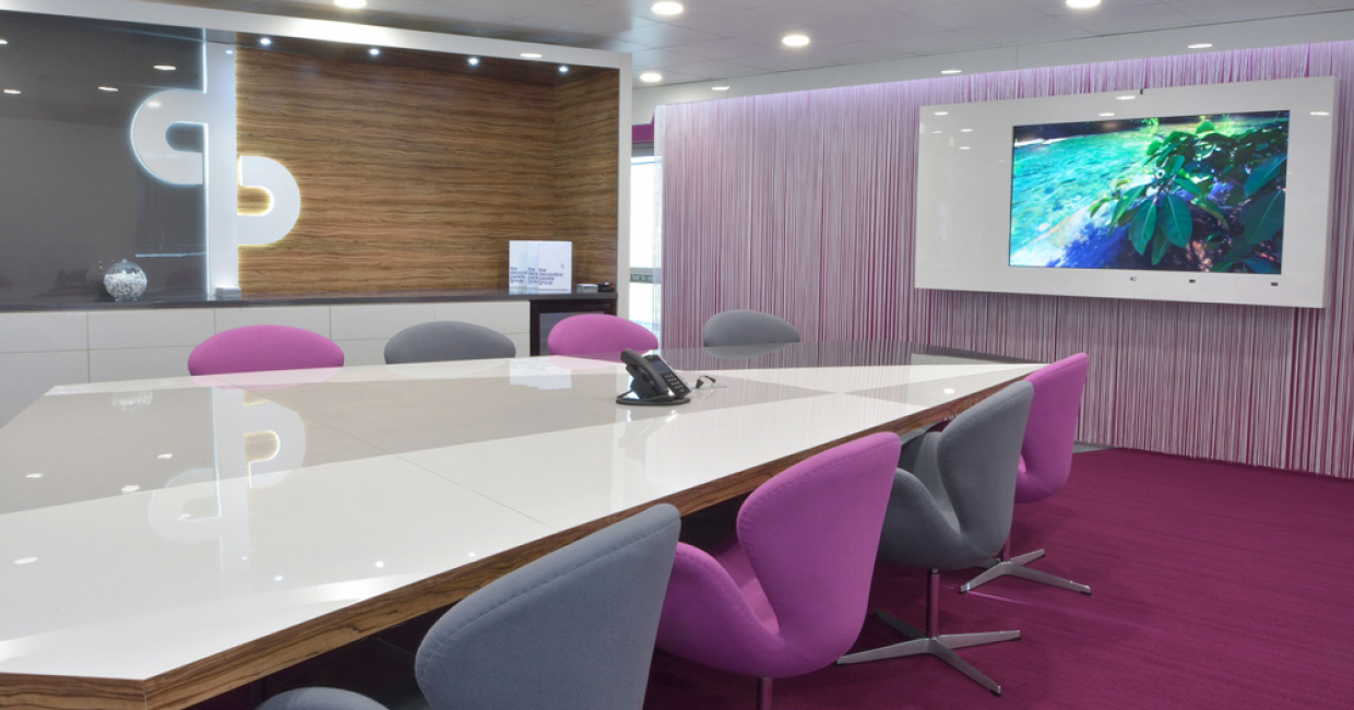One of two flexible meeting rooms
