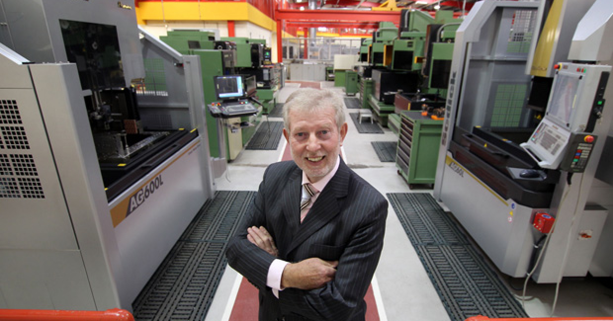 Glazpart owner Ken Hanley with the company’s two new Sodick machines
