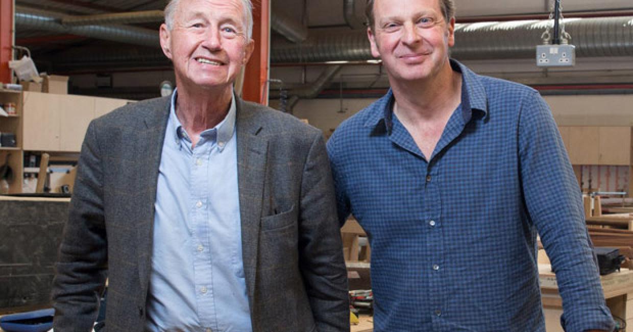 Terence Conran and Sean Sutcliffe in the Benchmark workshop