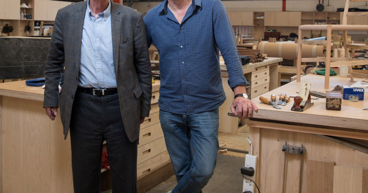 Terence Conran and Sean Sutcliffe in the Benchmark workshop