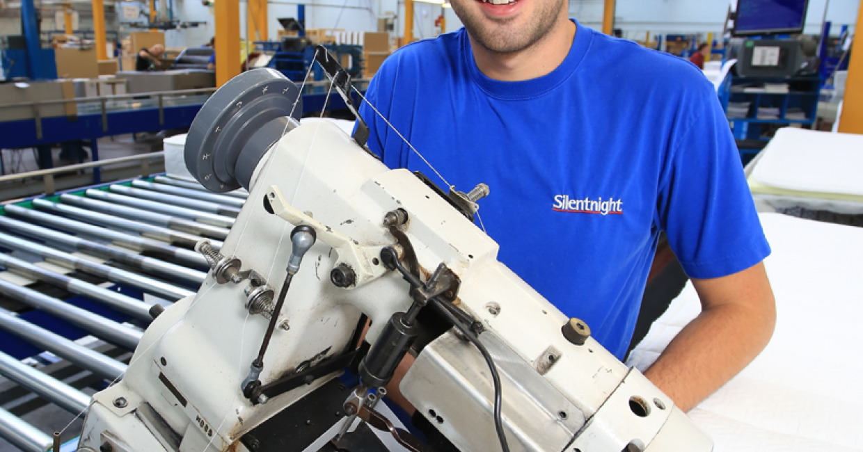 Tom Firth, 22, completed the manufacturing apprenticeship at Silentnight in December 2013 and is now a full-time employee