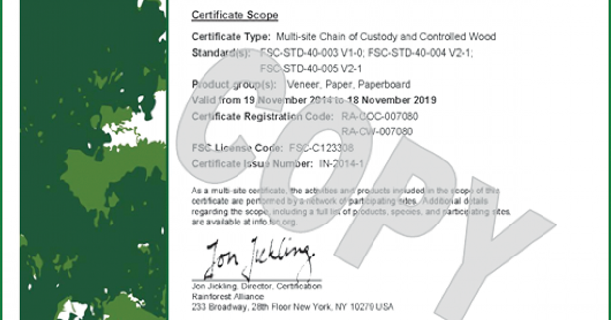 Edging firm Hranipex is proud to be FSC certified