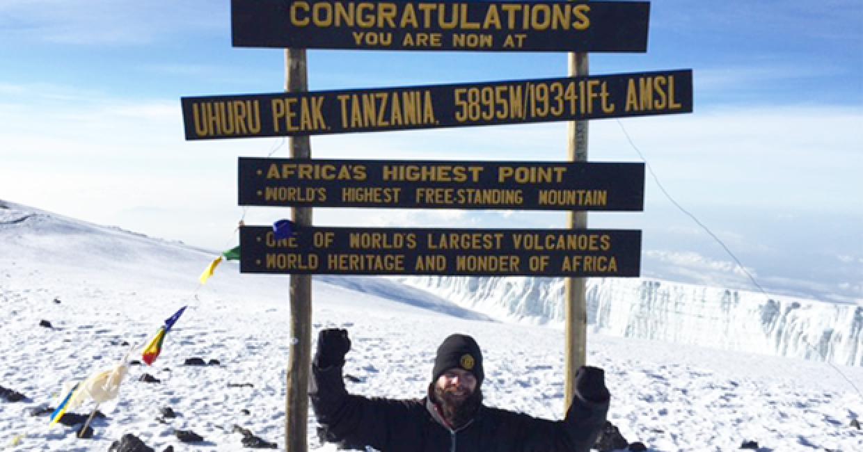 Richard at the Top of Mount Kilimanjaro