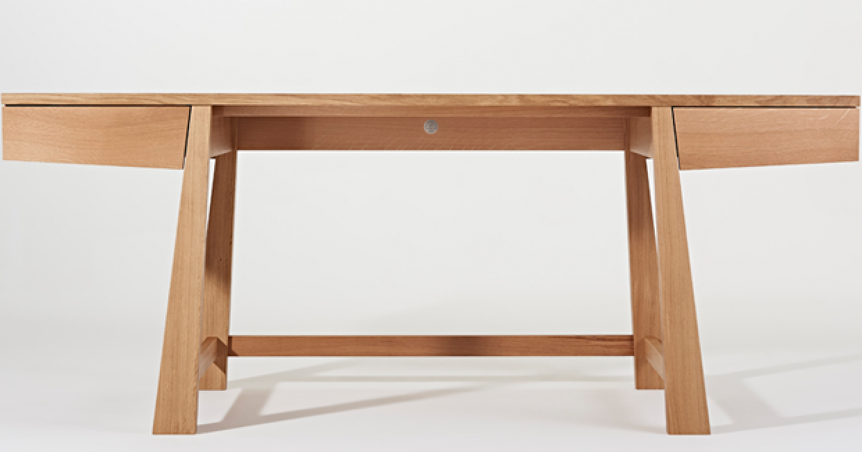 St Hugh's two drawer desk designed by Simon Pirie and Tony Portus for Makers' Eye
