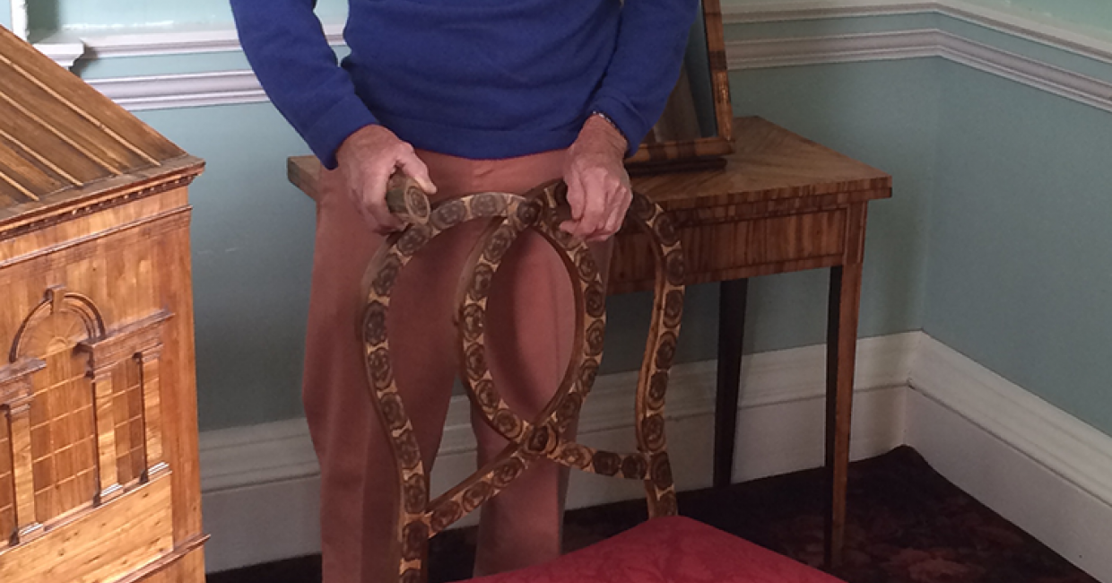Colin Sandeman and his broom wood chair