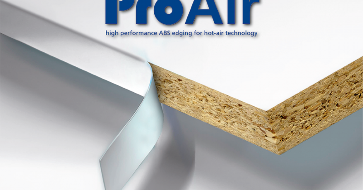 Pro-Air is an ABS edging with a functional layer of polymer on the reverse which is activated by hot air